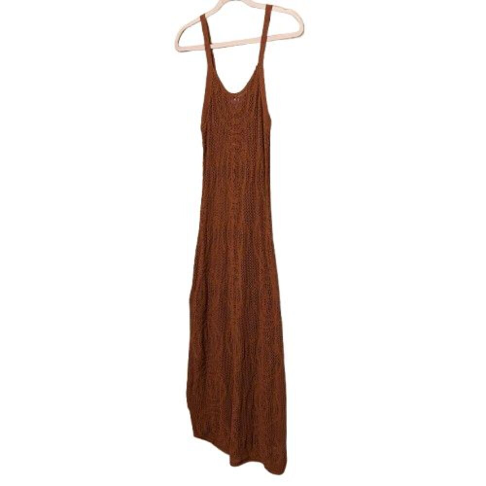 NWT House of Harlow Crochet Open Knit Tank Maxi Dress Medium Brown Boho Festival - Picture 2 of 8